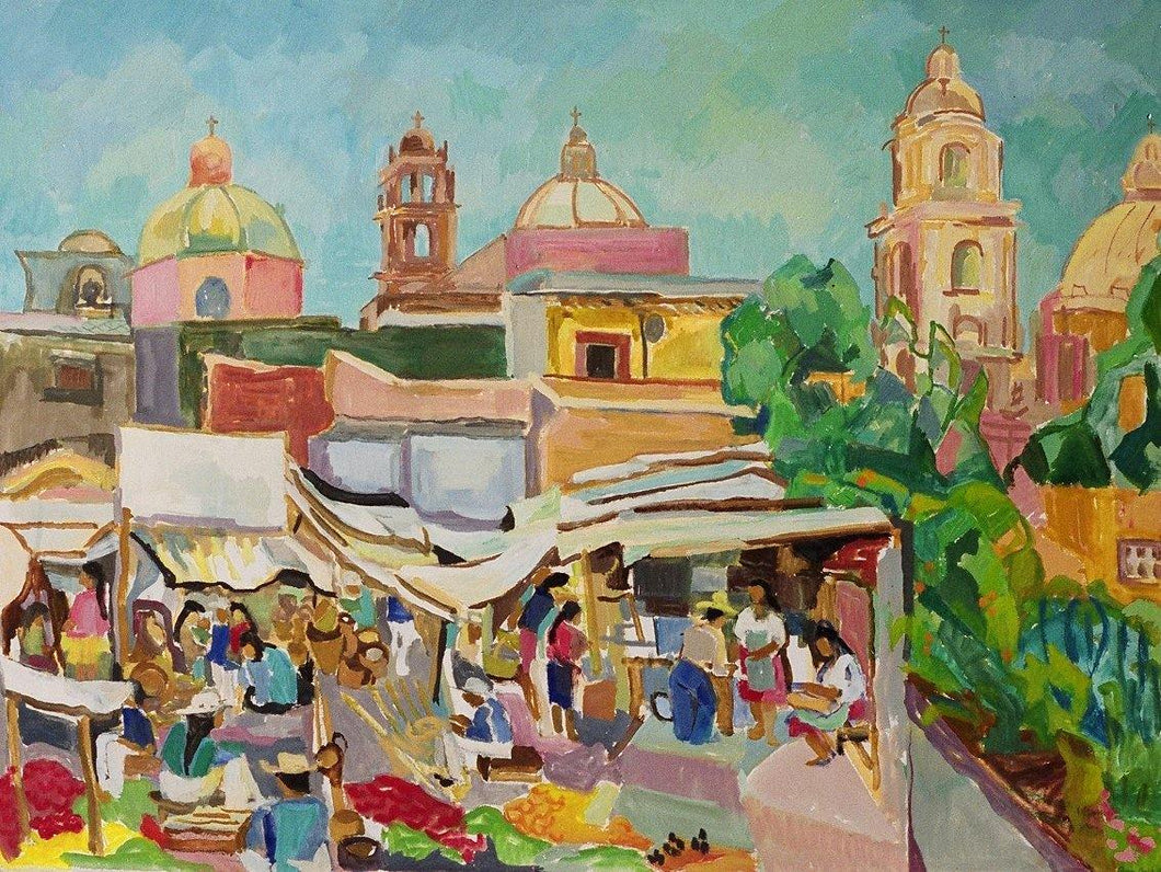 ©1979, Amy Berg, Market Scene, San Miguel de Allende, Mexico. Oil on canvas, 19 5/8 x 15 3/4 in. (50 x 40 cm).
