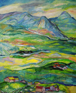 ©1984, Amy Berg, Sunnmøre Landscape, Norway. Oil on canvas, 28 1/4 x 23 5/8 in. (72 x 60 cm).