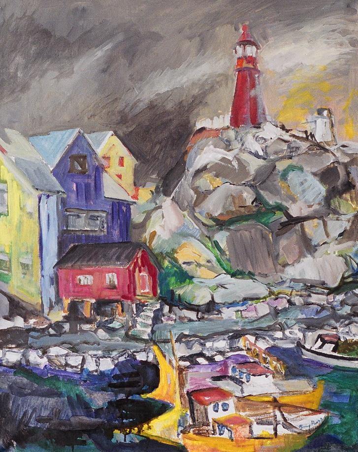 ©1989, Amy Berg, Lighthouse, Ona, Norway. Oil on canvas, 24 3/4 x 20 in. (63 x 51 cm).