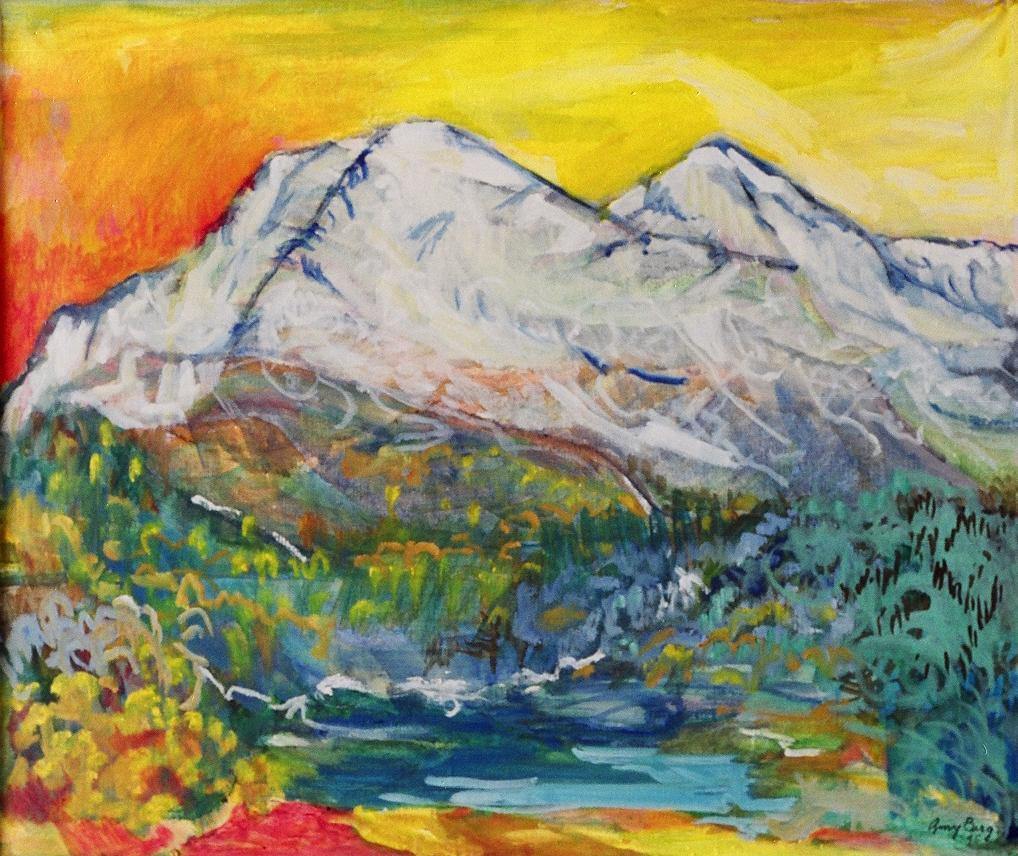©1995, Amy Berg, Mountain w/ Yellow Sky, Norway. Oil on canvas, 18 1/8 x 20 7/8 in. (46 x 53 cm).