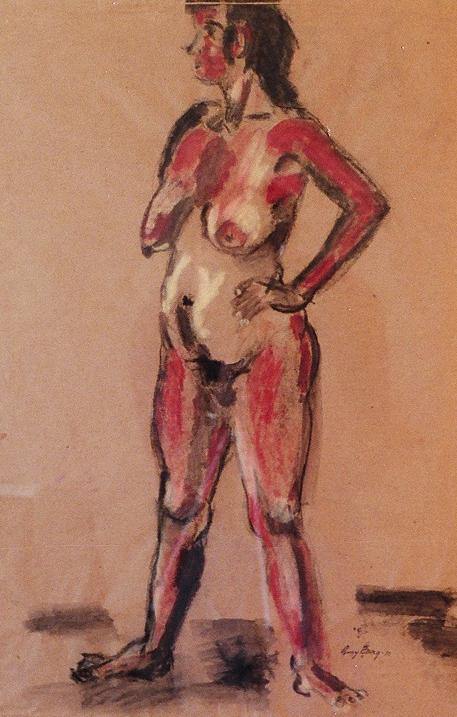©1974, Amy Berg, Standing Nude. Gouache, 23 5/8 x 15 3/4 in. (60 x 40 cm).