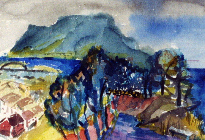 ©Circa 1991, Amy Berg, Aalesund from Aksla. Watercolour, 16 x 18 1/2 in. (41 x 47 cm).