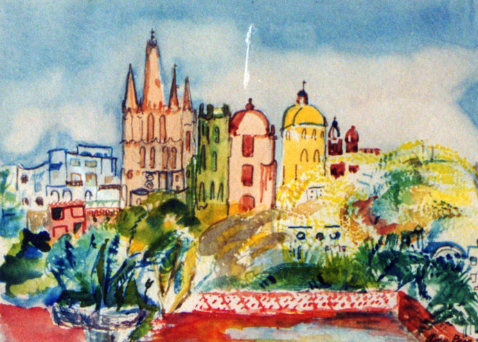 ©1991, Amy Berg, San Miguel de Allende - Mexico. Watercolour, 8 1/2 x 11 5/8 in (21 1/2 x 32 cm).