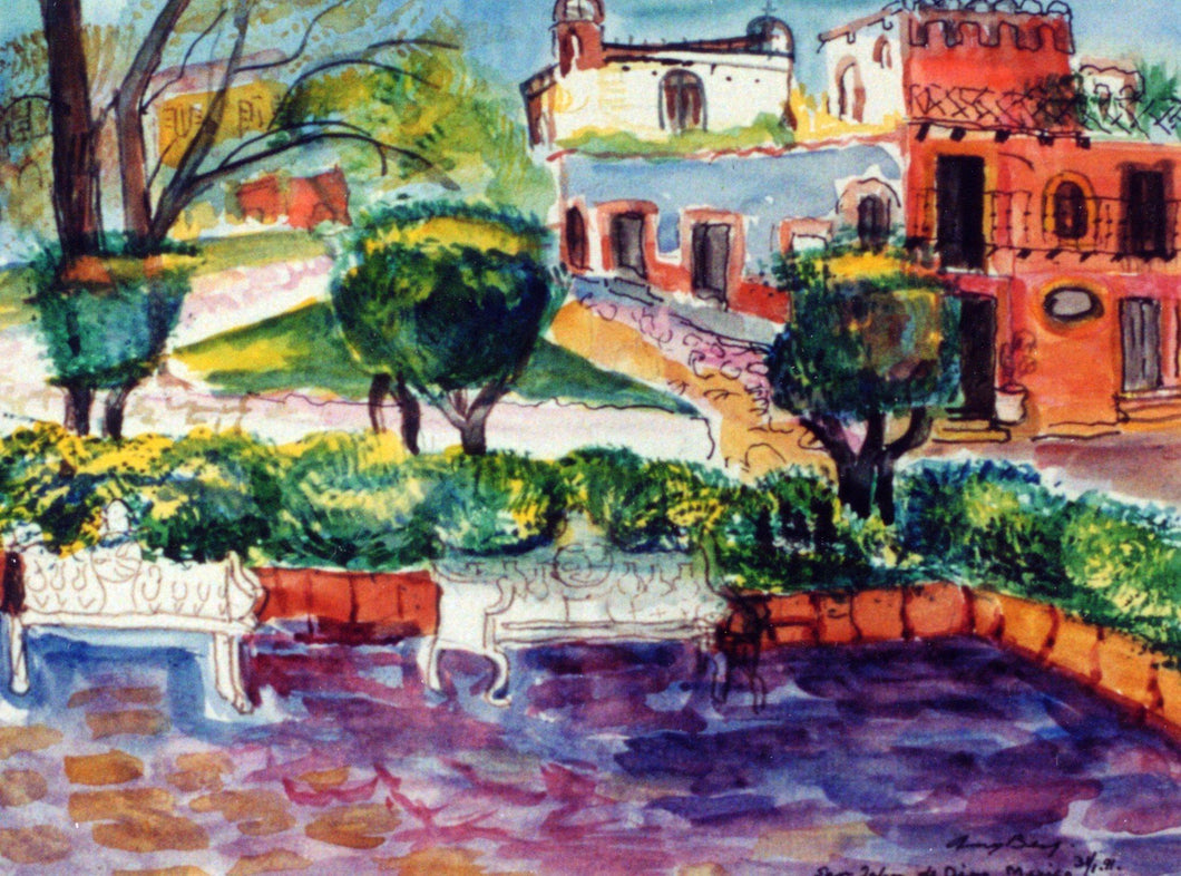 ©1991, Amy Berg, San Miguel de Allende - Mexico. Watercolour, 8 1/2 x 11 5/8 in (21 1/2 x 32 cm).